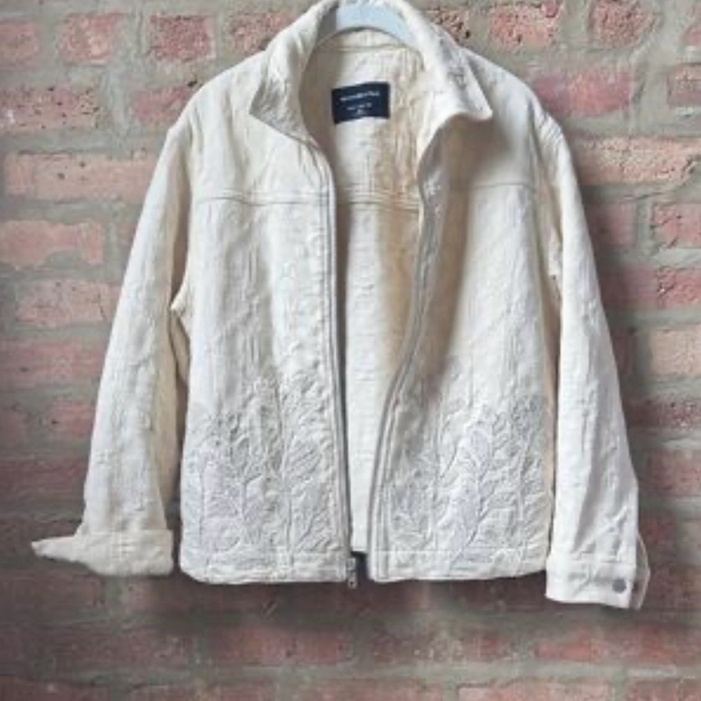 Abercrombie & Fitch Cream Floral Bomber Jacket